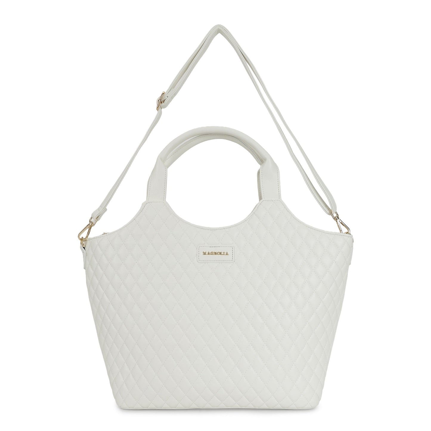 Magnolia PU Leather Women White Tote Bag