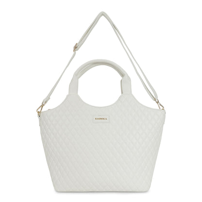Magnolia PU Leather Women White Tote Bag