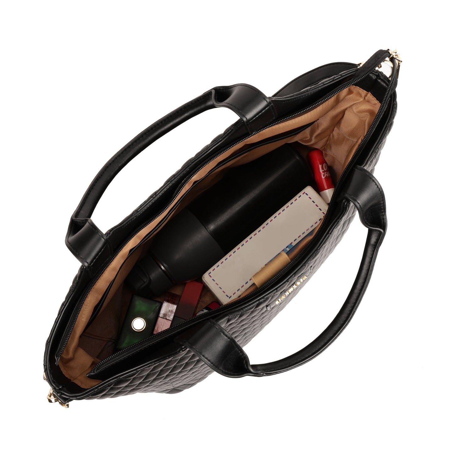 Magnolia PU Leather Women Black Tote Bag