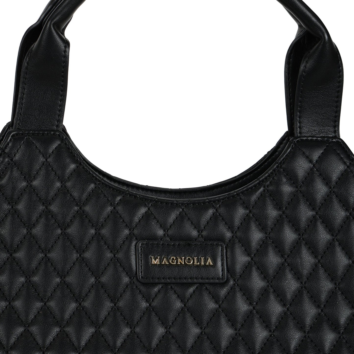 Magnolia PU Leather Women Black Tote Bag