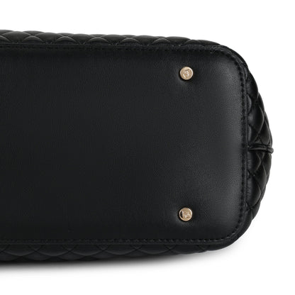 Magnolia PU Leather Women Black Tote Bag
