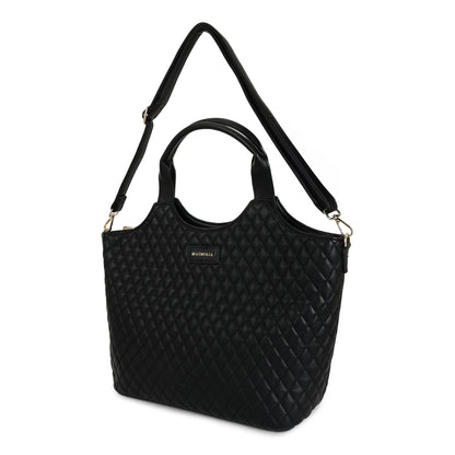 Magnolia PU Leather Women Black Tote Bag