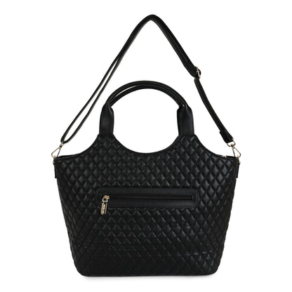 Magnolia PU Leather Women Black Tote Bag