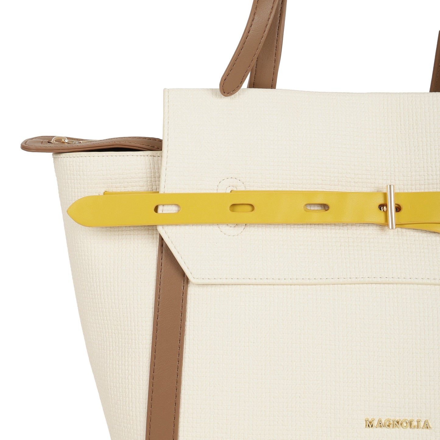 Magnolia PU Leather Women Ivory Tote Bag