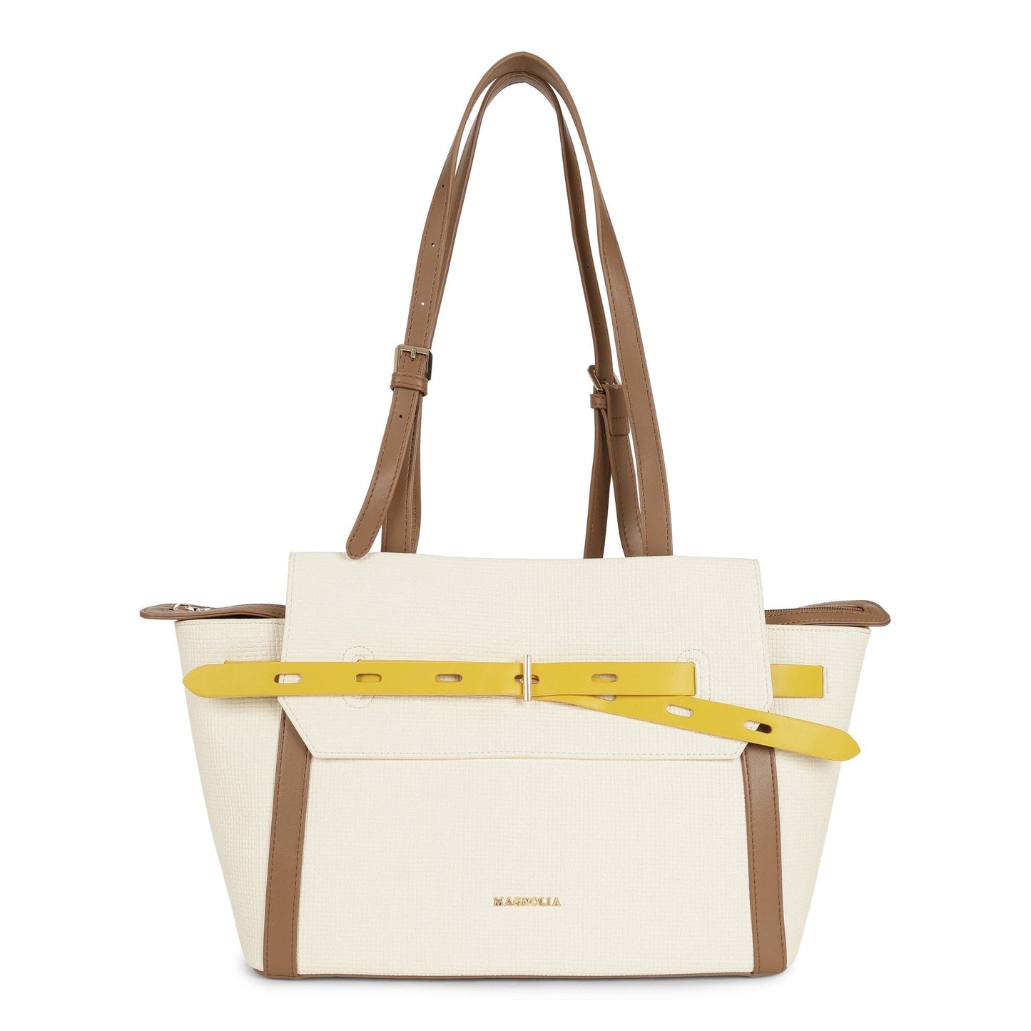 Magnolia PU Leather Women Ivory Tote Bag