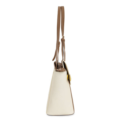 Magnolia PU Leather Women Ivory Tote Bag