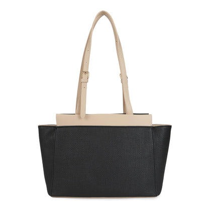 Magnolia PU Leather Women Black Tote Bag