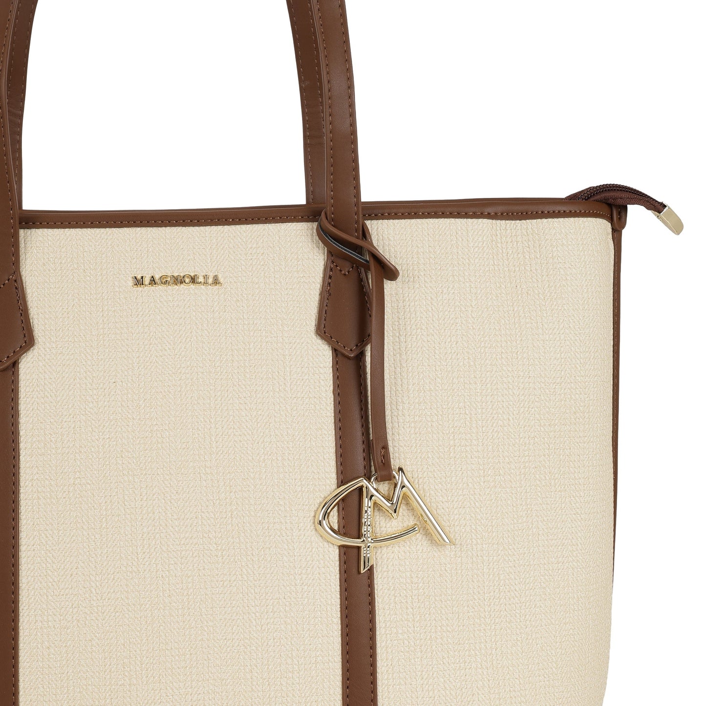 Magnolia PU Leather Women Beige Tote Bag