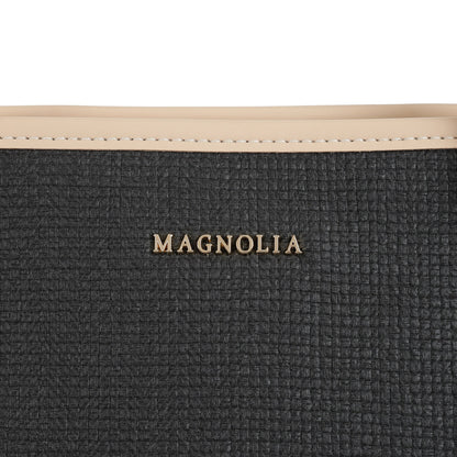 Magnolia PU Leather Women Black Tote Bag