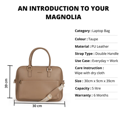 Magnolia PU Leather  Taupe Laptopbag