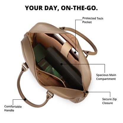 Magnolia PU Leather  Taupe Laptopbag
