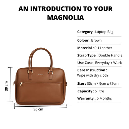 Magnolia PU Leather  Brown Laptopbag