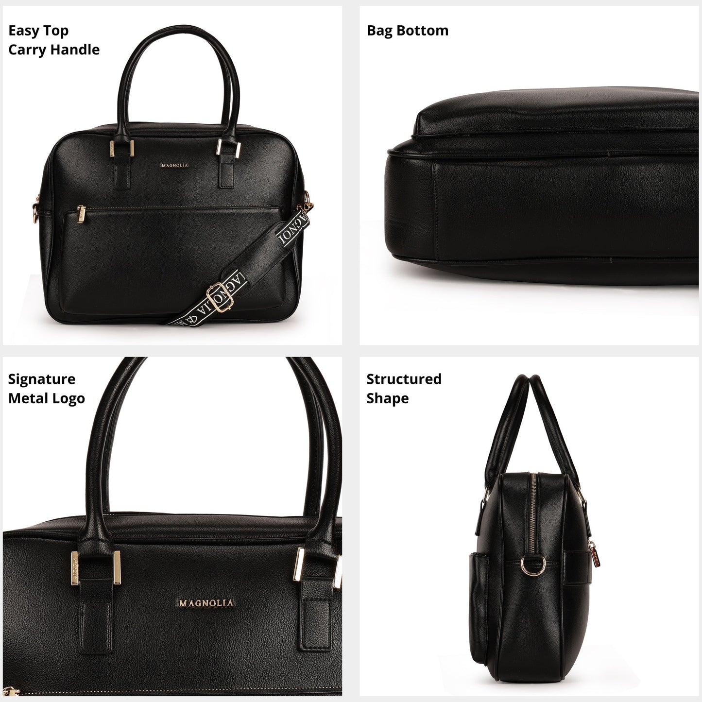 Magnolia PU Leather  Black Laptopbag