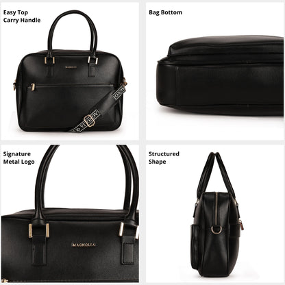 Magnolia PU Leather  Black Laptopbag