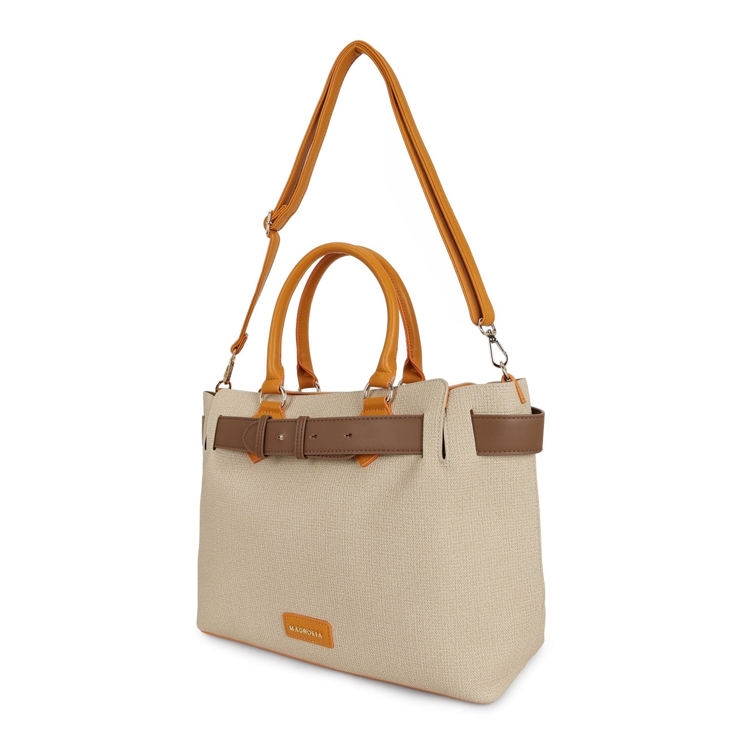 Magnolia PU Leather Women Khaki Tote Bag