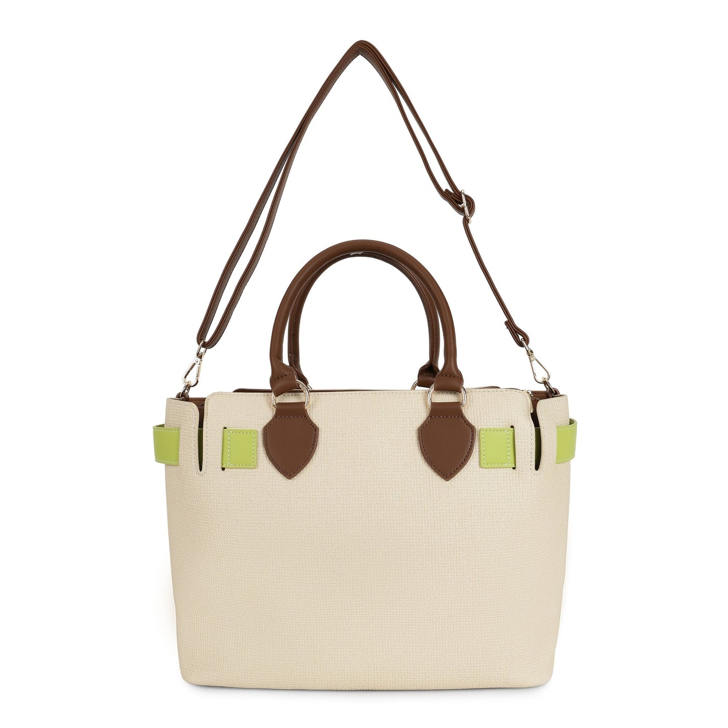 Magnolia PU Leather Women Beige Tote Bag