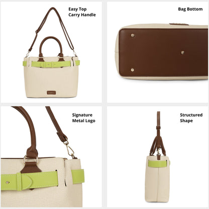 Magnolia PU Leather Women Beige Tote Bag