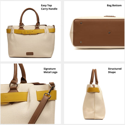Magnolia PU Leather Women Ivory Tote Bag