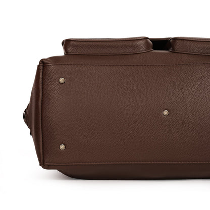 Magnolia PU Leather Women Brown Handbag