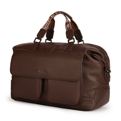 Magnolia PU Leather Women Brown Handbag