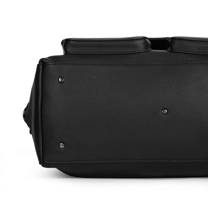 Magnolia PU Leather Women Black Handbag