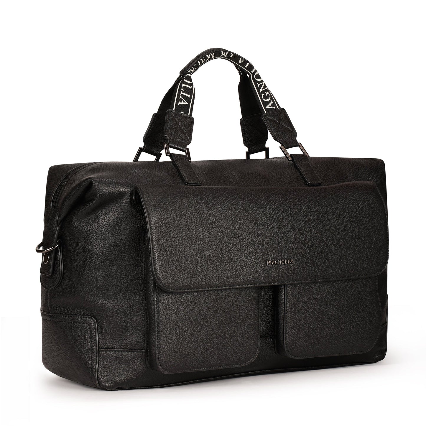 Magnolia PU Leather Women Black Handbag