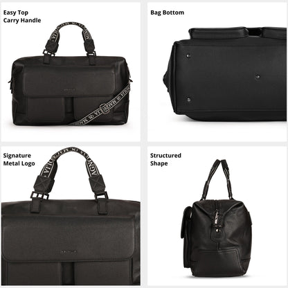 Magnolia PU Leather Women Black Handbag
