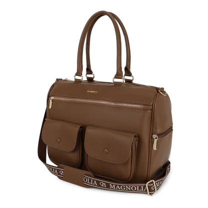 Magnolia PU Leather  Brown Duffle Bag