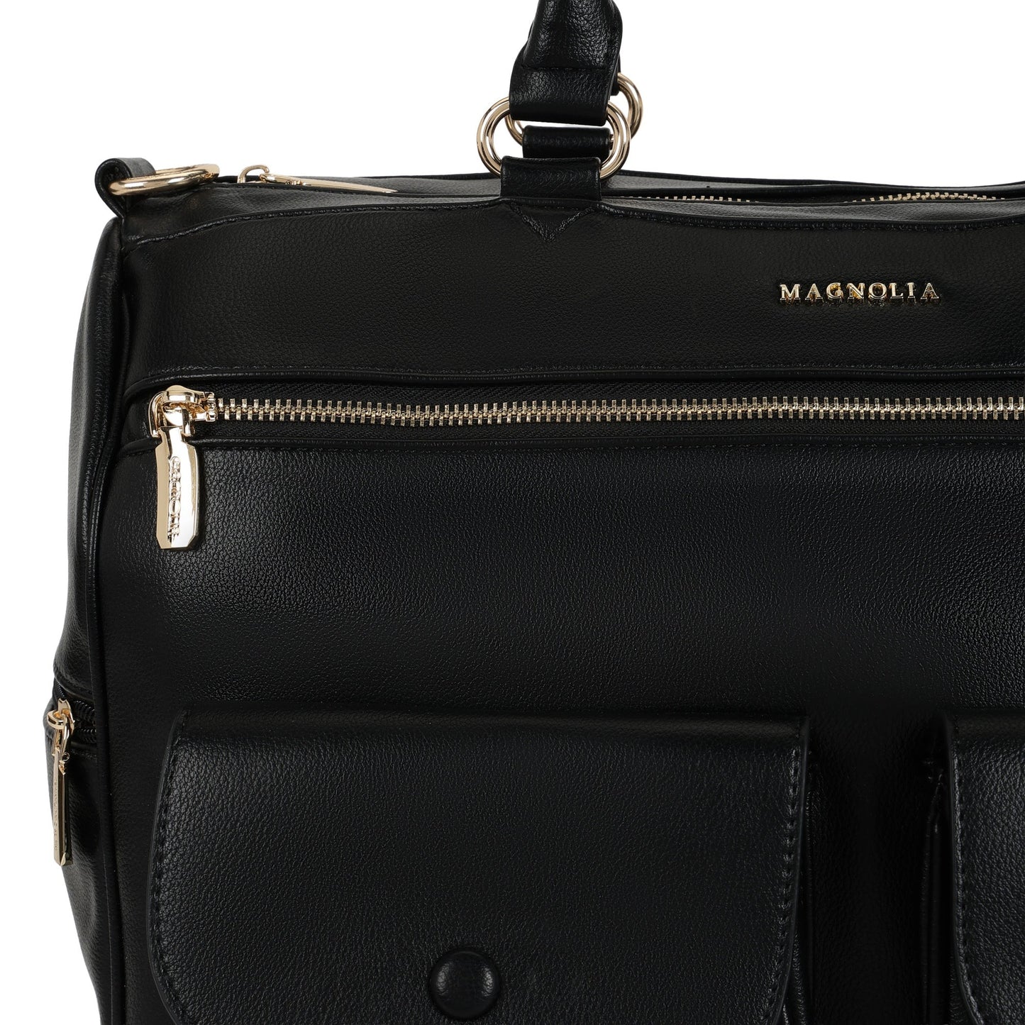 Magnolia PU Leather  Black Duffle Bag
