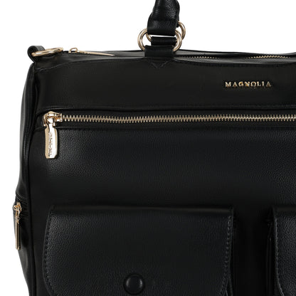 Magnolia PU Leather  Black Duffle Bag