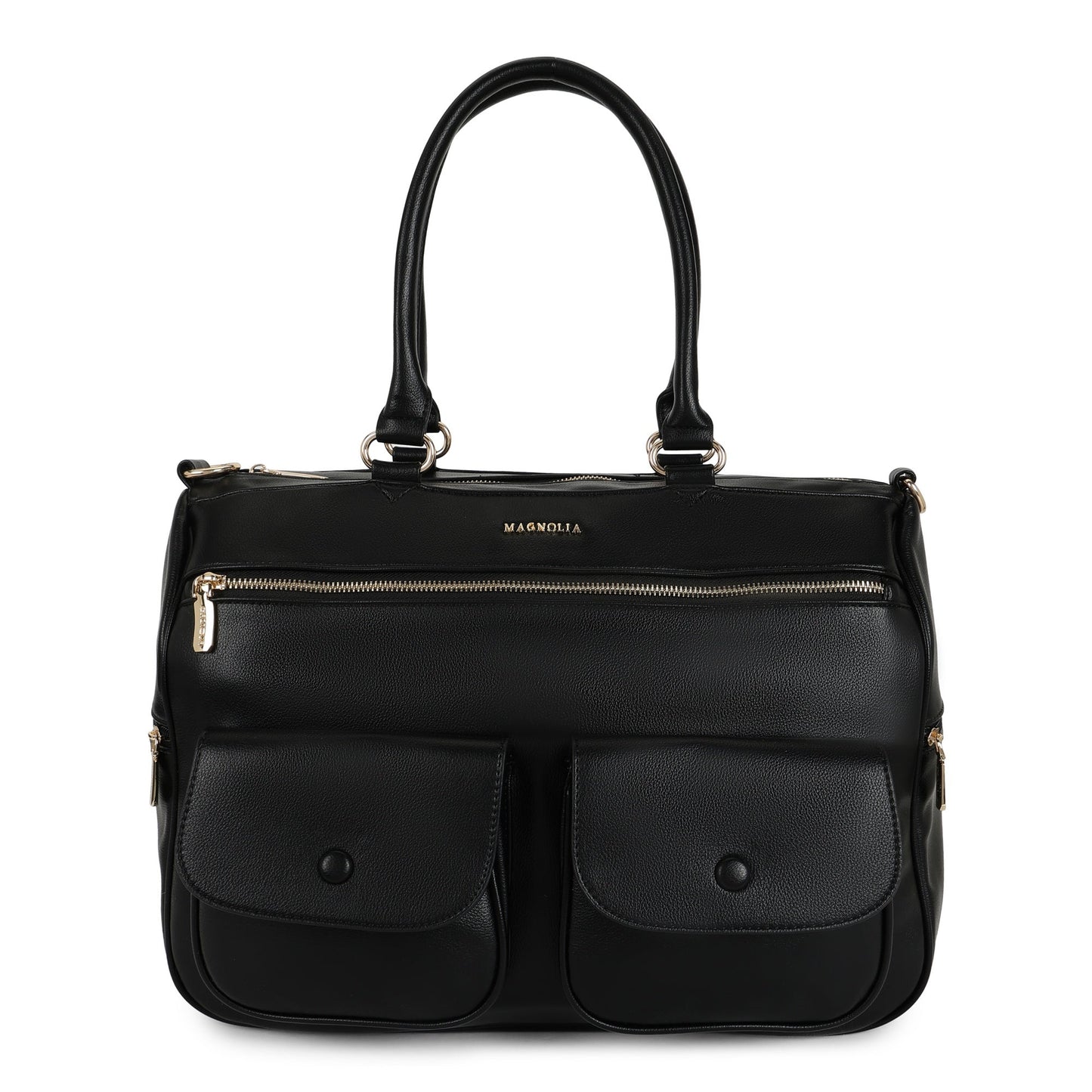 Magnolia PU Leather  Black Duffle Bag