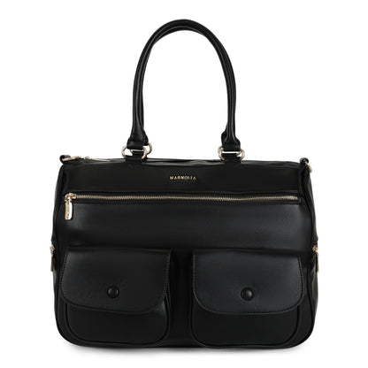 Magnolia PU Leather  Black Duffle Bag