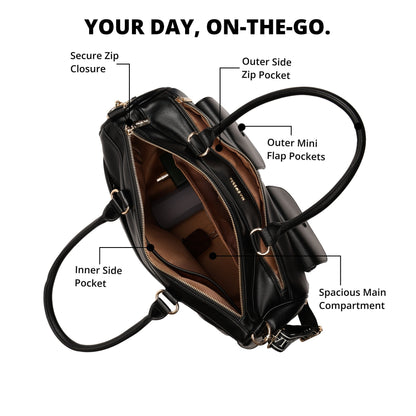 Magnolia PU Leather  Black Duffle Bag