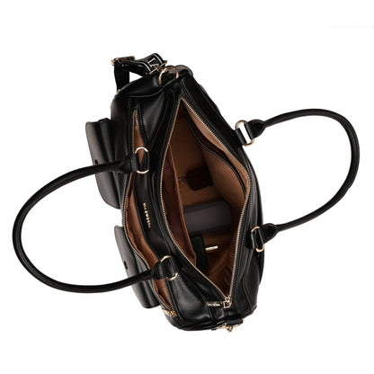 Magnolia PU Leather  Black Duffle Bag