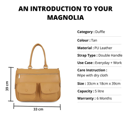 Magnolia PU Leather  Yellow Duffle Bag