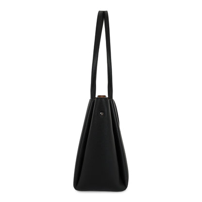 Magnolia PU Leather Women Black Tote Bag
