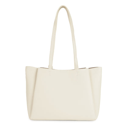 Magnolia PU Leather Women Beige Tote Bag
