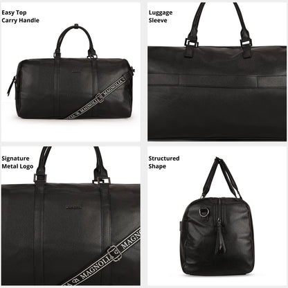 Magnolia PU Leather  Black Duffle Bag
