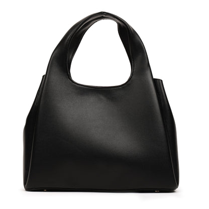 Magnolia PU Leather Women Embroidered Black Shoulder Bag