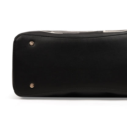 Magnolia PU Leather Women Embroidered Black Shoulder Bag