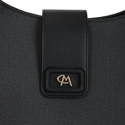Magnolia PU Leather Women Black Shoulder Bag