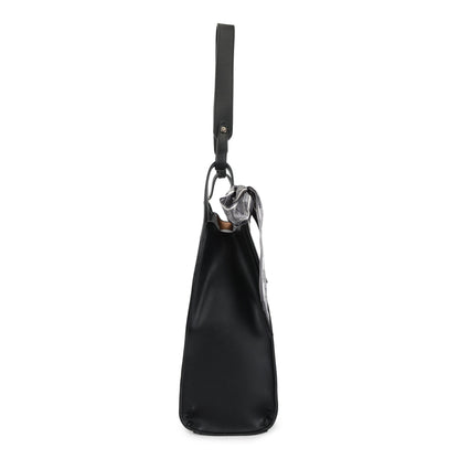 Magnolia PU Leather Women Black Shoulder Bag