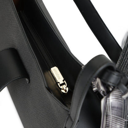 Magnolia PU Leather Women Black Shoulder Bag