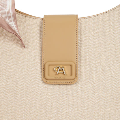 Magnolia PU Leather Women Beige Shoulder Bag