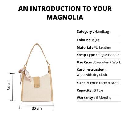 Magnolia PU Leather Women Beige Shoulder Bag