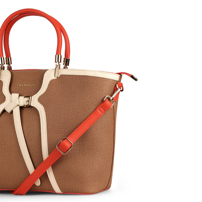 Magnolia PU Leather Women Brown Tote Bag