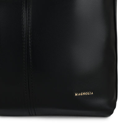 Magnolia PU Leather Women Black Tote Bag