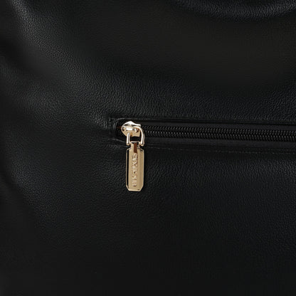 Magnolia PU Leather Women Black Tote Bag