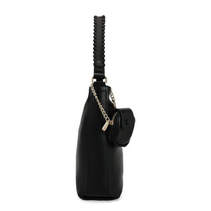 Magnolia PU Leather Women Black Tote Bag
