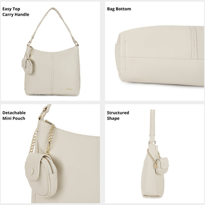 Magnolia PU Leather Women Beige Tote Bag